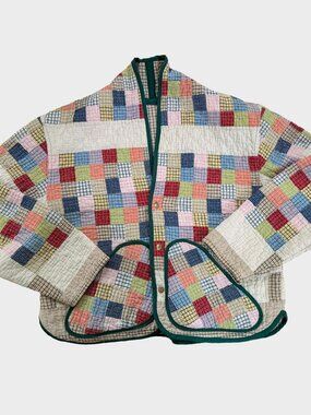 Handmade Patchwork Quilted Jacket Made from a Vintage Patchwork Quilt - Size Med